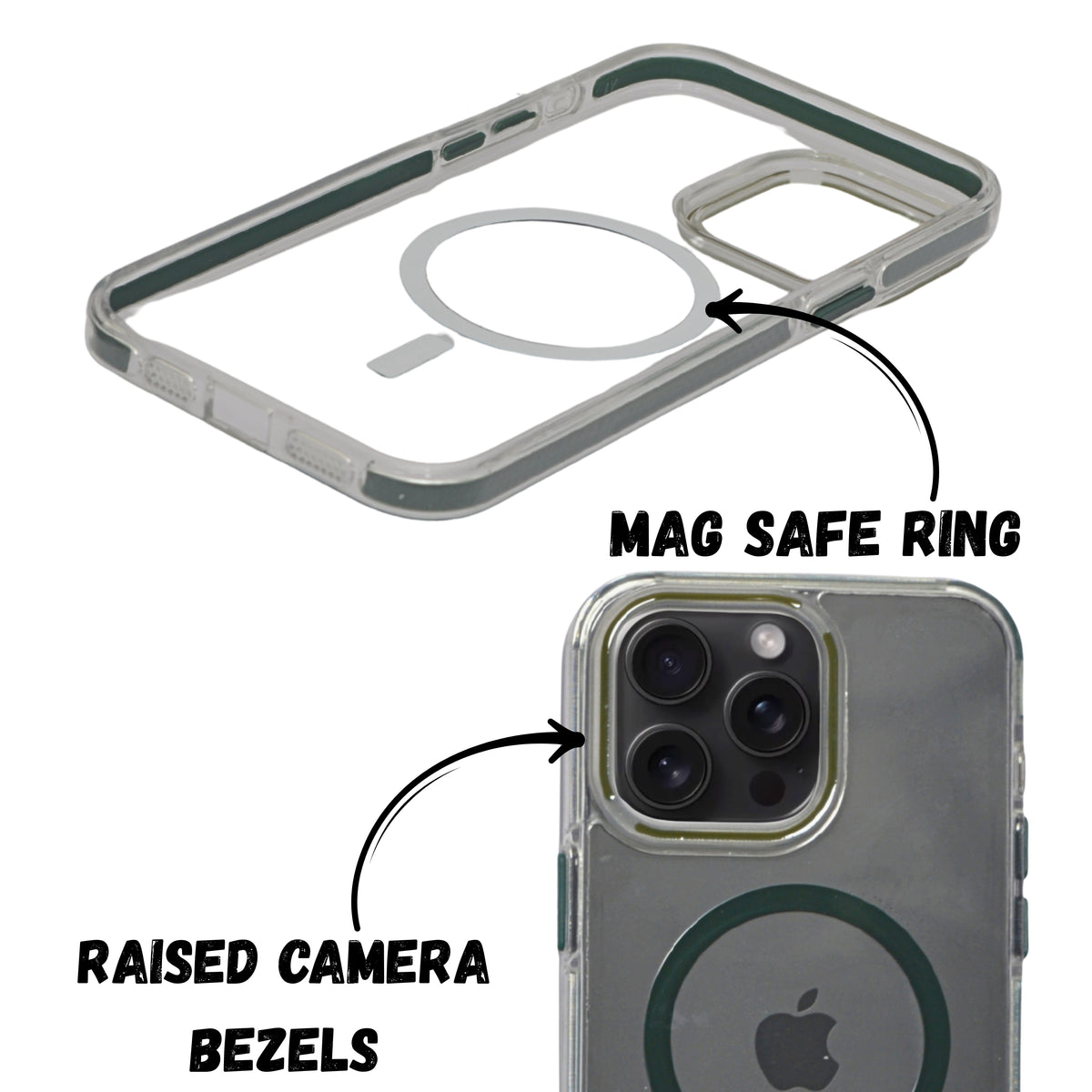 Transparent MagSafe with Colored Border Phone Case For iPhone 14 Pro