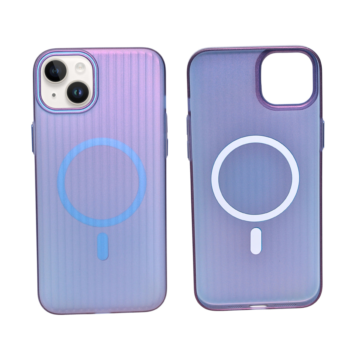 Tinted Transparent Corrugated Texture MagSafe Compatible Phone Case for iPhone 14Plus/ 15Plus