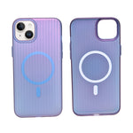 Tinted Transparent Corrugated Texture MagSafe Compatible Phone Case for iPhone 14Plus/ 15Plus