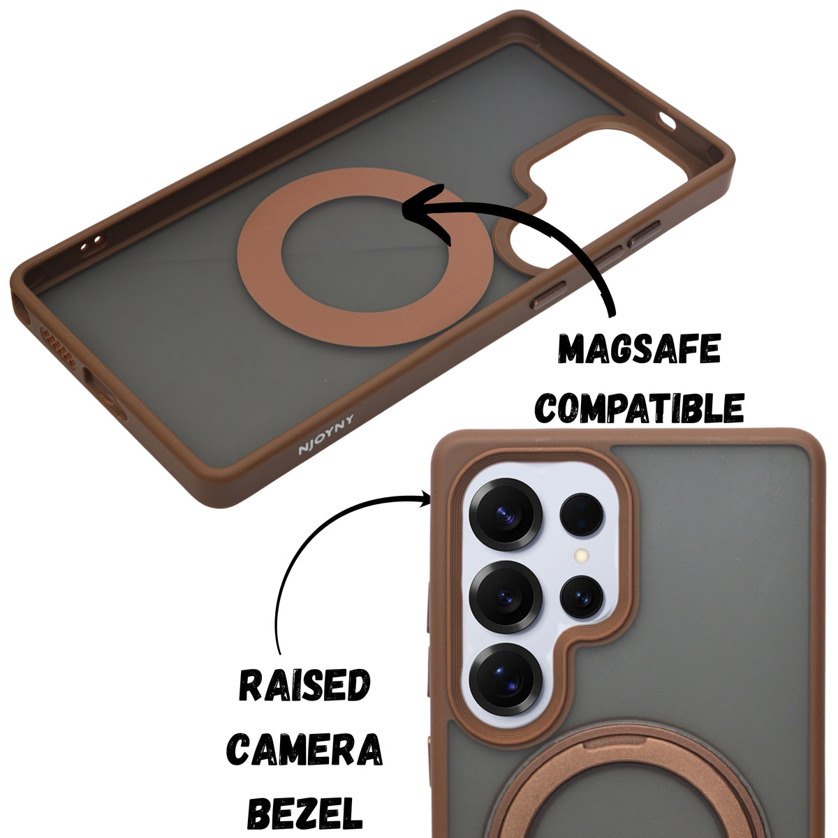 Premium Matte MagSafe with 360 Rotating Metal Stand Phone Case for Samsung S25 Ultra