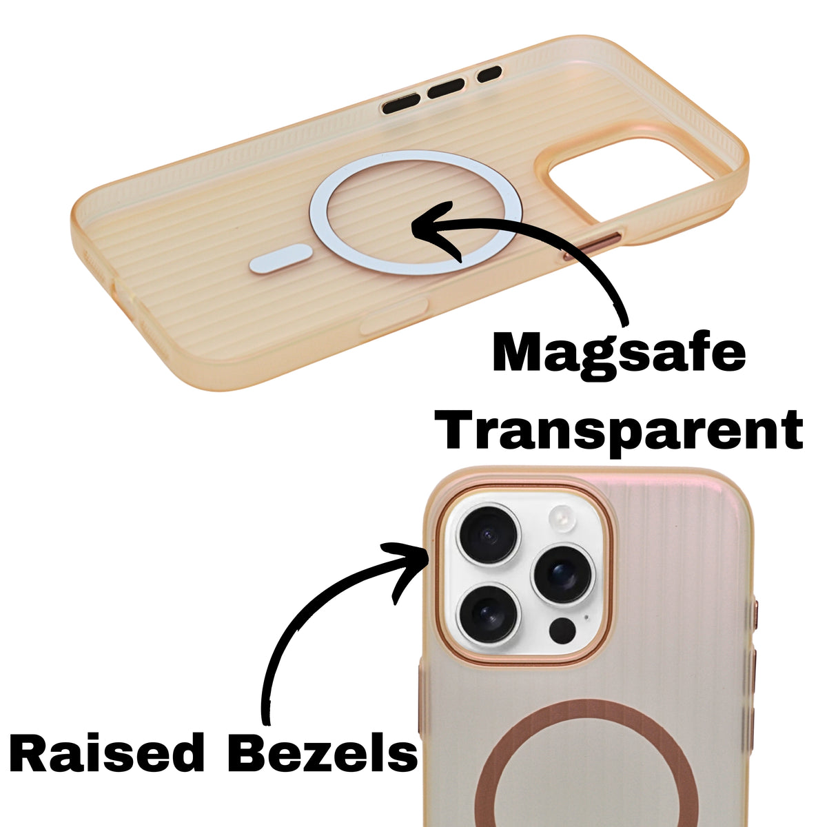 Tinted Transparent Corrugated Texture MagSafe Compatible Phone Case for iPhone 16 Pro