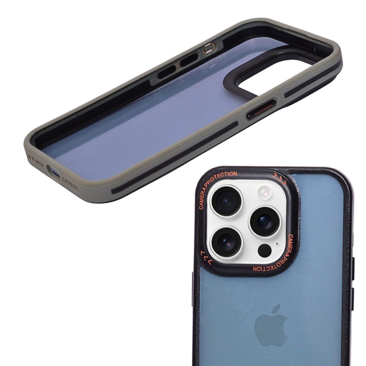 Transparent Case with Metal Camera Lens Protector Phone Case for iPhone 15 Pro