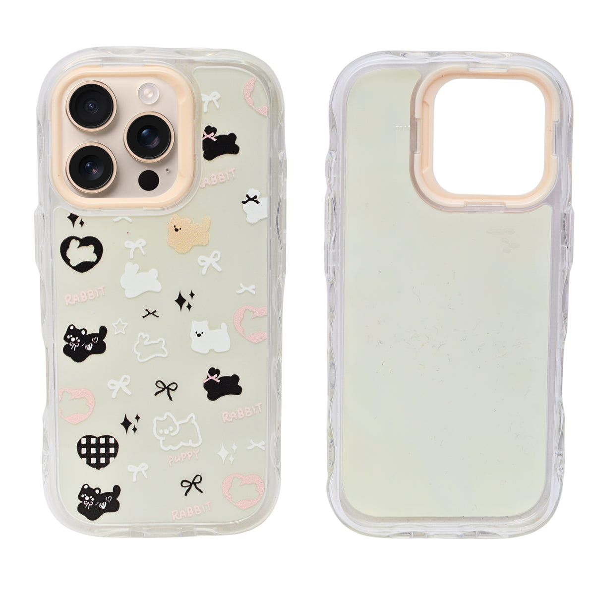 Cute Transparent Wavy Edge Phone Case for iPhone 16 Pro