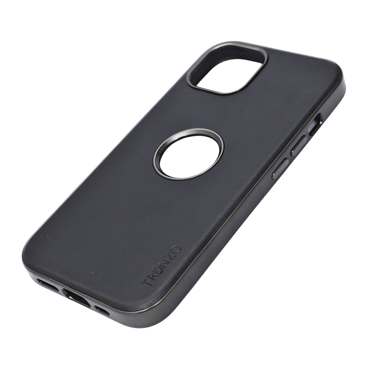 PU Leather Matte Finish with logo Cutout Phone Case for iPhone 15