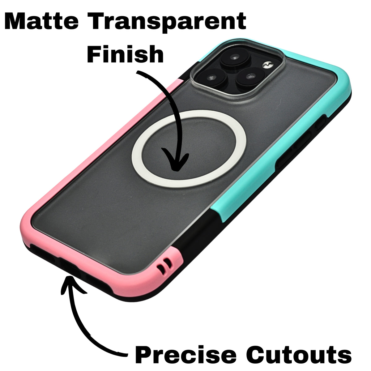 Dual Color Edge Matte Transparent MagSafe Phone Case for iPhone 16 Pro