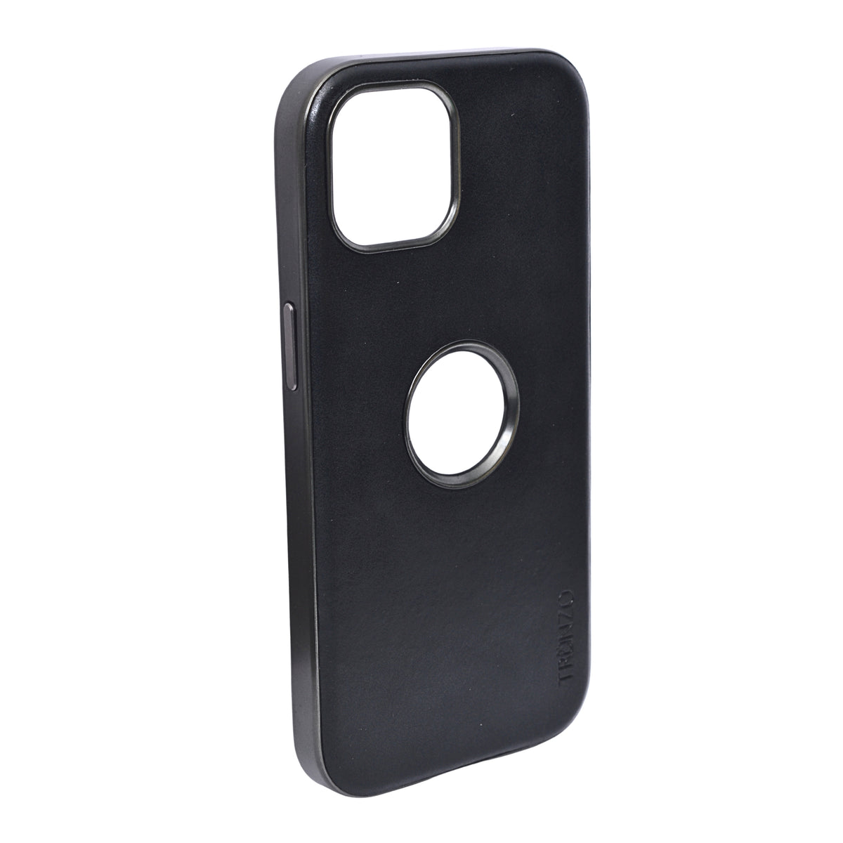 PU Leather Matte Finish with logo Cutout Phone Case for iPhone 15