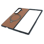 Classic Leather Case with Metal Ring Stand for Samsung Galaxy Z Fold 7 –Kickstand Grip Cover