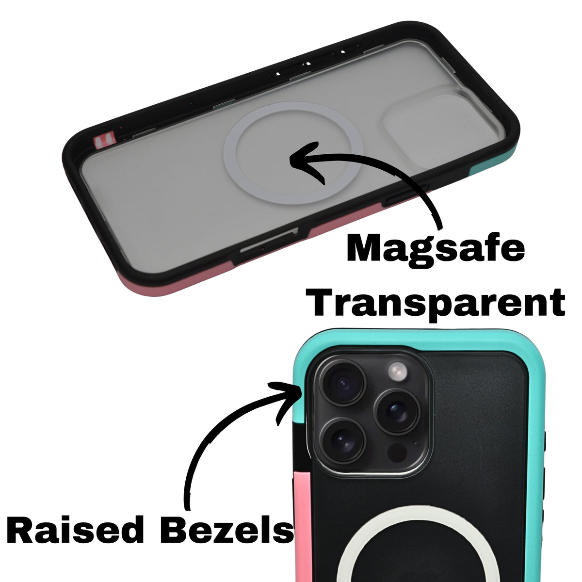Dual Color Edge Matte Transparent MagSafe Phone Case for iPhone 16 Pro Max