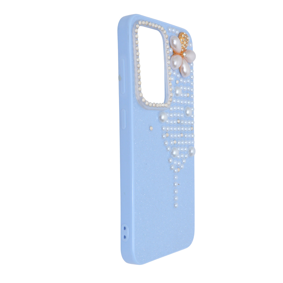 Luxury Glitter Finish with 3D Pearl Flower Design Phone Case for Samsung Galaxy S23