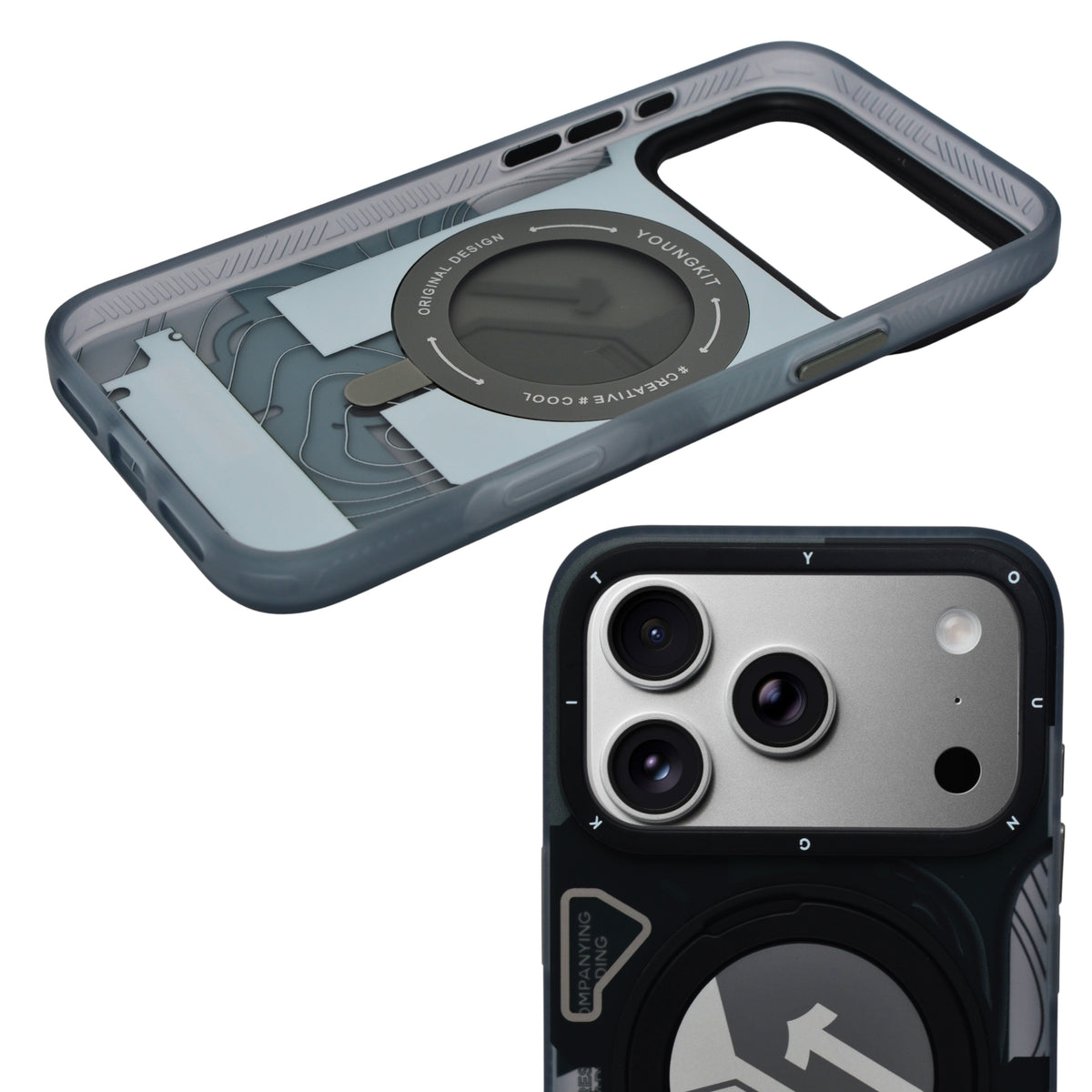 Futuristic Tech Armor MagSafe with 360° Rotatable Kickstand Phone Case for iPhone 17 Pro