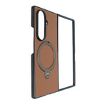 Classic Leather Case with Metal Ring Stand for Samsung Galaxy Z Fold 7 –Kickstand Grip Cover