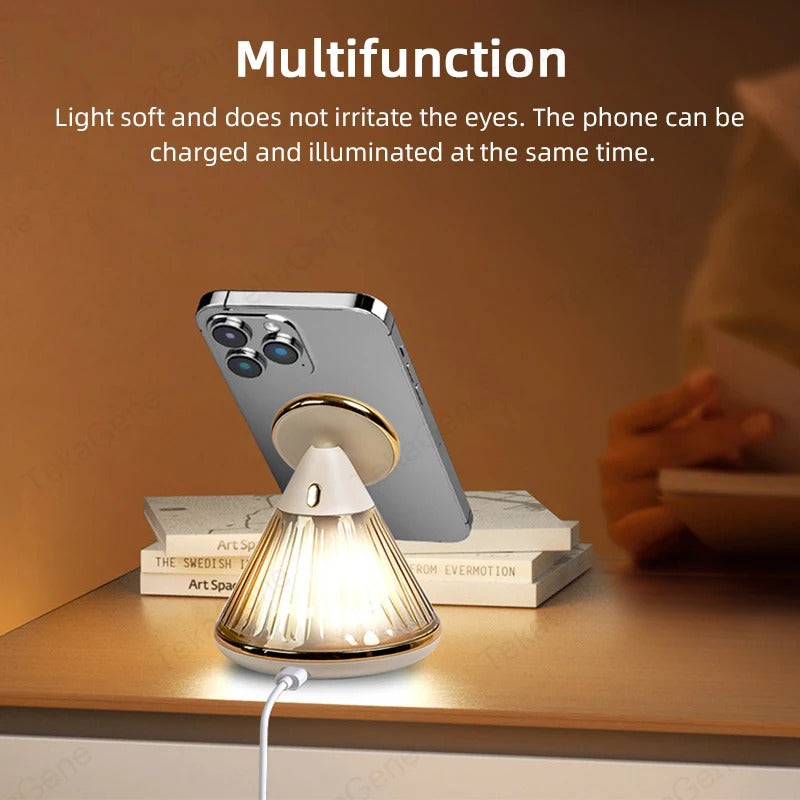 15W Magnetic Wireless Night Light Desk Lamp Charger For iPhone