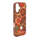 Bohemian Ethnic Print Cork Texture with Pearl Detail Phone Case for iPhone 17