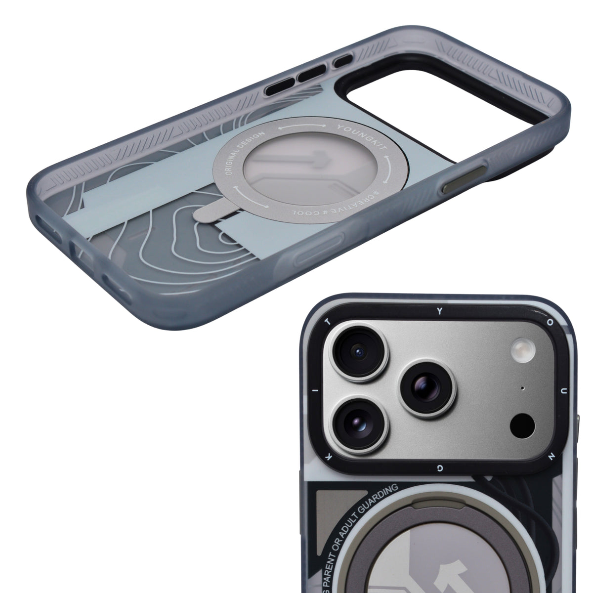 Futuristic Tech Armor MagSafe with 360° Rotatable Kickstand Phone Case for iPhone 17 Pro