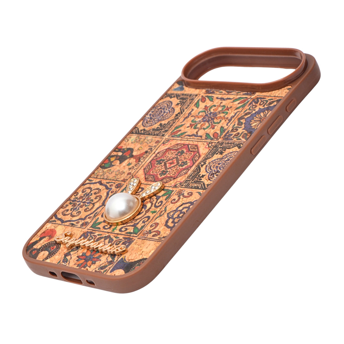 Bohemian Ethnic Print Cork Texture with Pearl Detail Phone Case for iPhone 17 Air