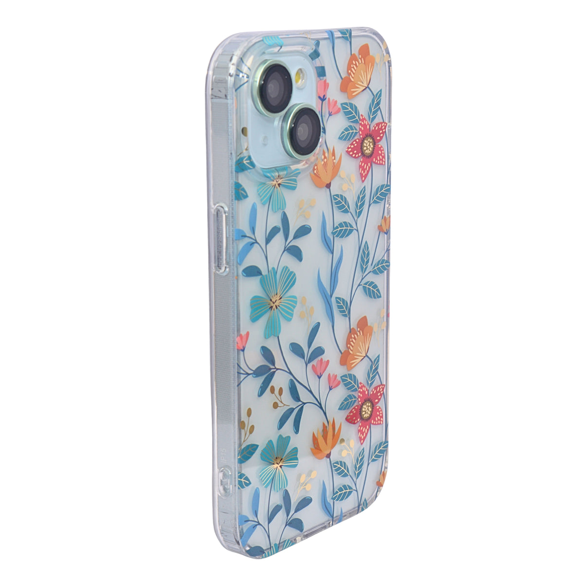 Vibrant Transparent Floral Pattern Phone Case for iPhone 15