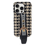 Dior Inspired Houndstooth Pattern with Adjustable Belt Buckle Holder Phone Case for iPhone 14 Pro