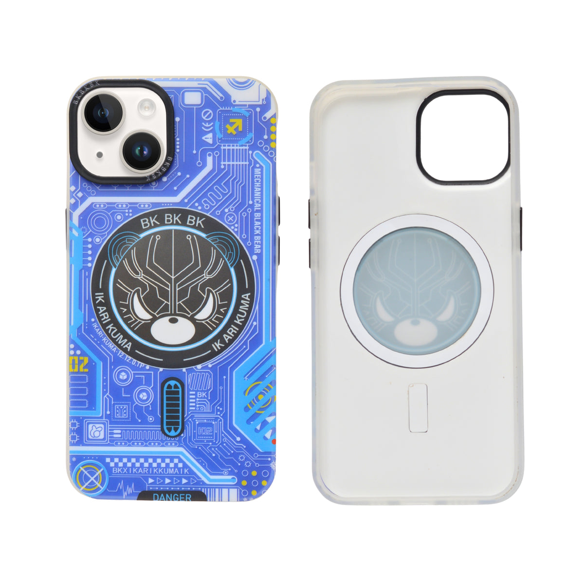 IKARIKUMA Angry Bear Cartoon Protective Phone Case For iPhone 14 Plus / 15 Plus