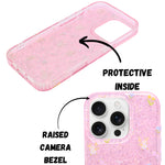 Sparkle Floral Bow with Pearl & Butterfly Charm Wristlet Phone Case for iPhone 16 Pro