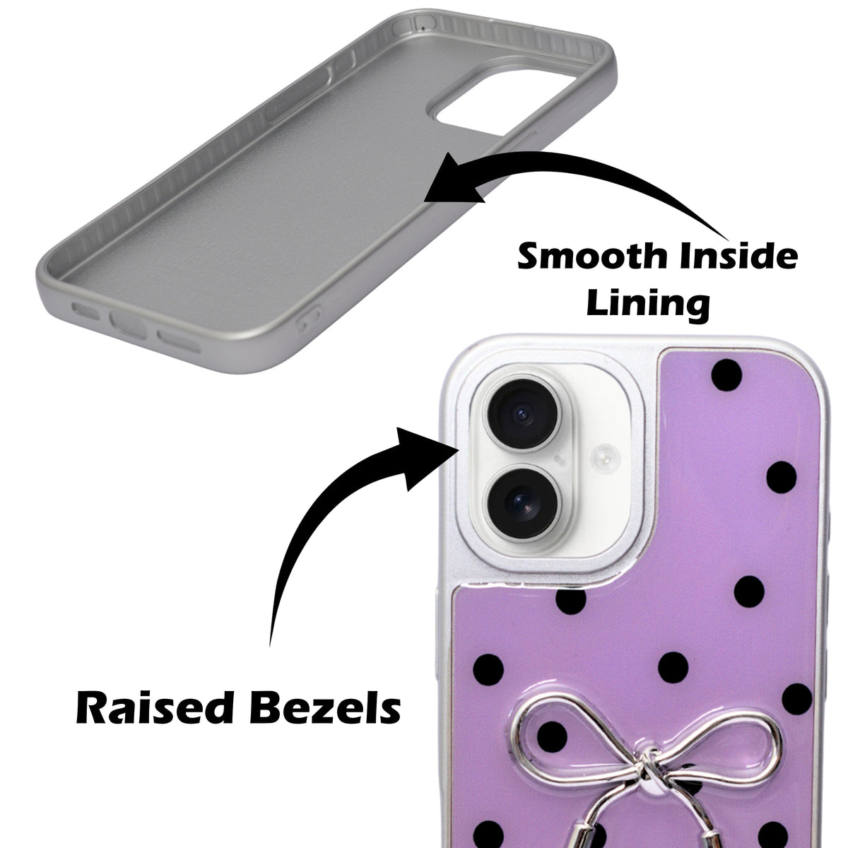 Stylish Polka Dot Bow Cover For iPhone 16