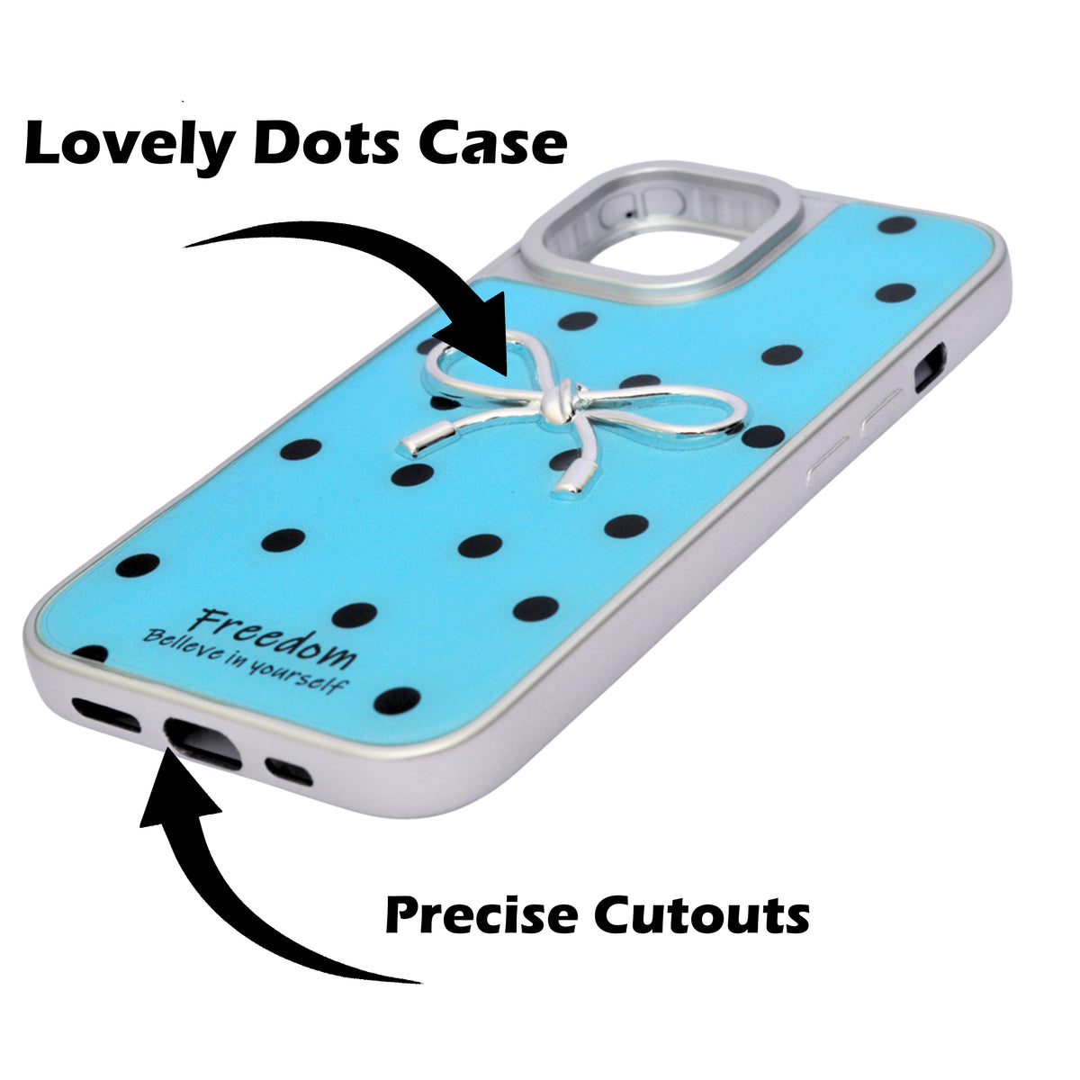Stylish Polka Dot Bow Cover For iPhone 15