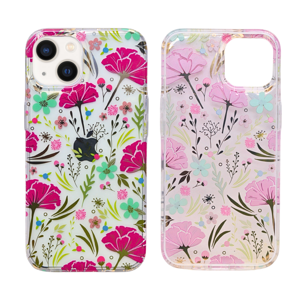 Vibrant Transparent Floral Pattern Phone Case for iPhone 13 / 14