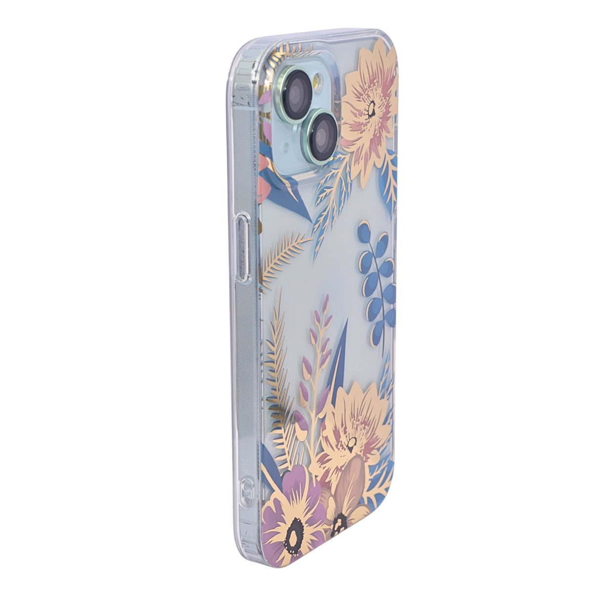 Vibrant Transparent Floral Pattern Phone Case for iPhone 15