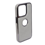 Stitched Leather Logo Visible Vintage Ultra Slim Protective Cover For iPhone 15 Pro