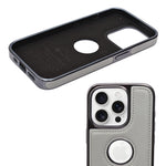 Stitched Leather Logo Visible Vintage Ultra Slim Protective Cover For iPhone 15 Pro