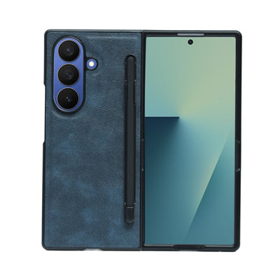 Executive Leather Case with S Pen Holder for Samsung Galaxy Z Fold 7 – Sleek Fit & Stylus Support - Dark Blue