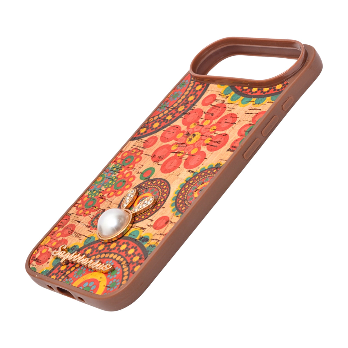 Bohemian Ethnic Print Cork Texture with Pearl Detail Phone Case for iPhone 17 Air