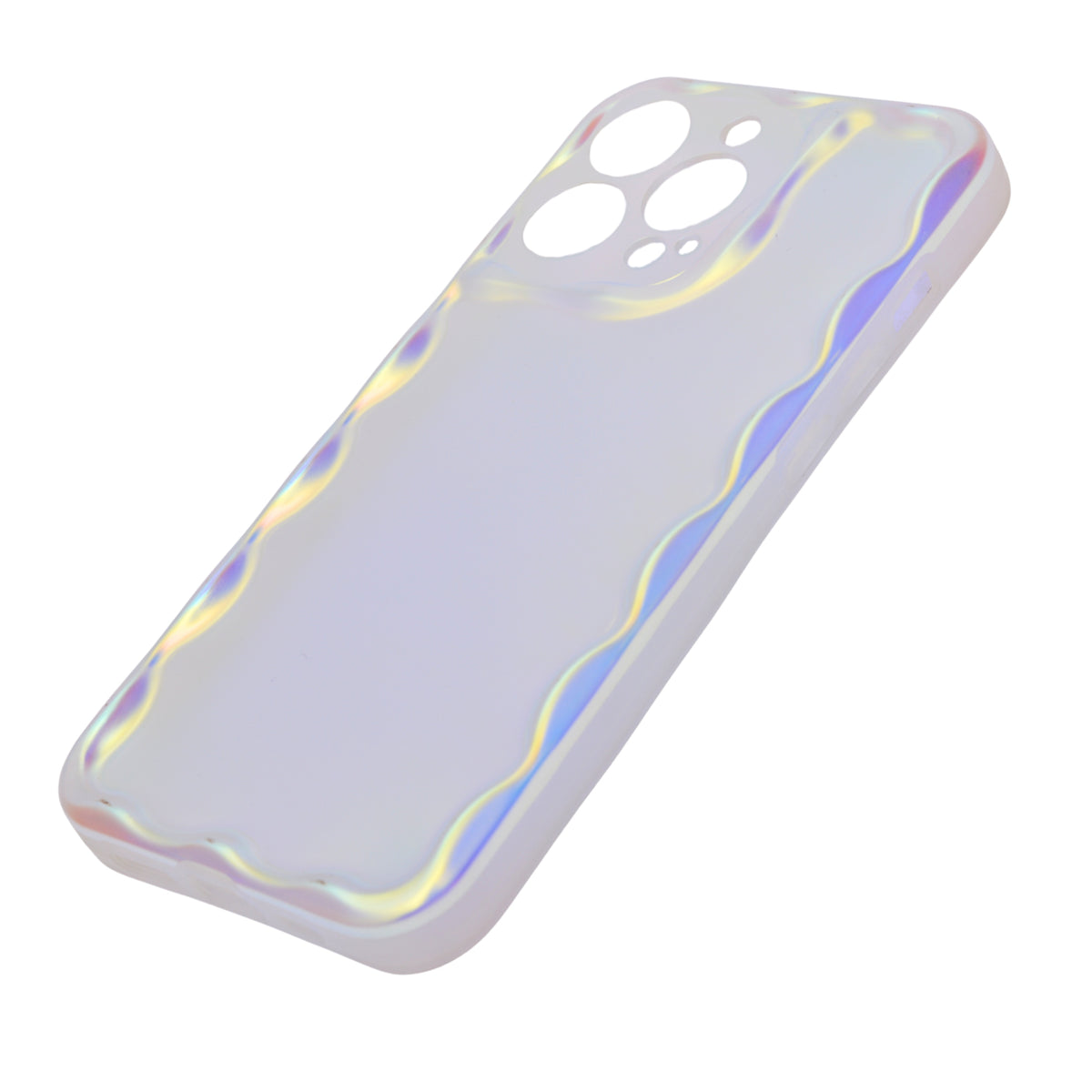 Aesthetic Iridescent Wavy Frame Phone Case for iPhone 14 Pro