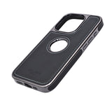 Stitched Leather Logo Visible Vintage Ultra Slim Protective Cover For iPhone 15 Pro