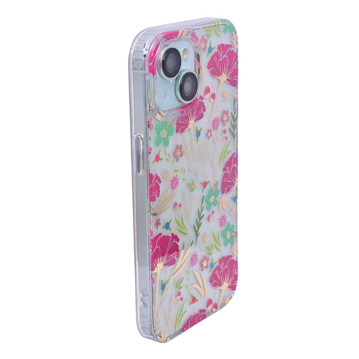 Vibrant Transparent Floral Pattern Phone Case for iPhone 15