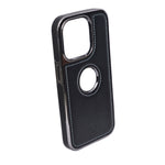 Stitched Leather Logo Visible Vintage Ultra Slim Protective Cover For iPhone 15 Pro