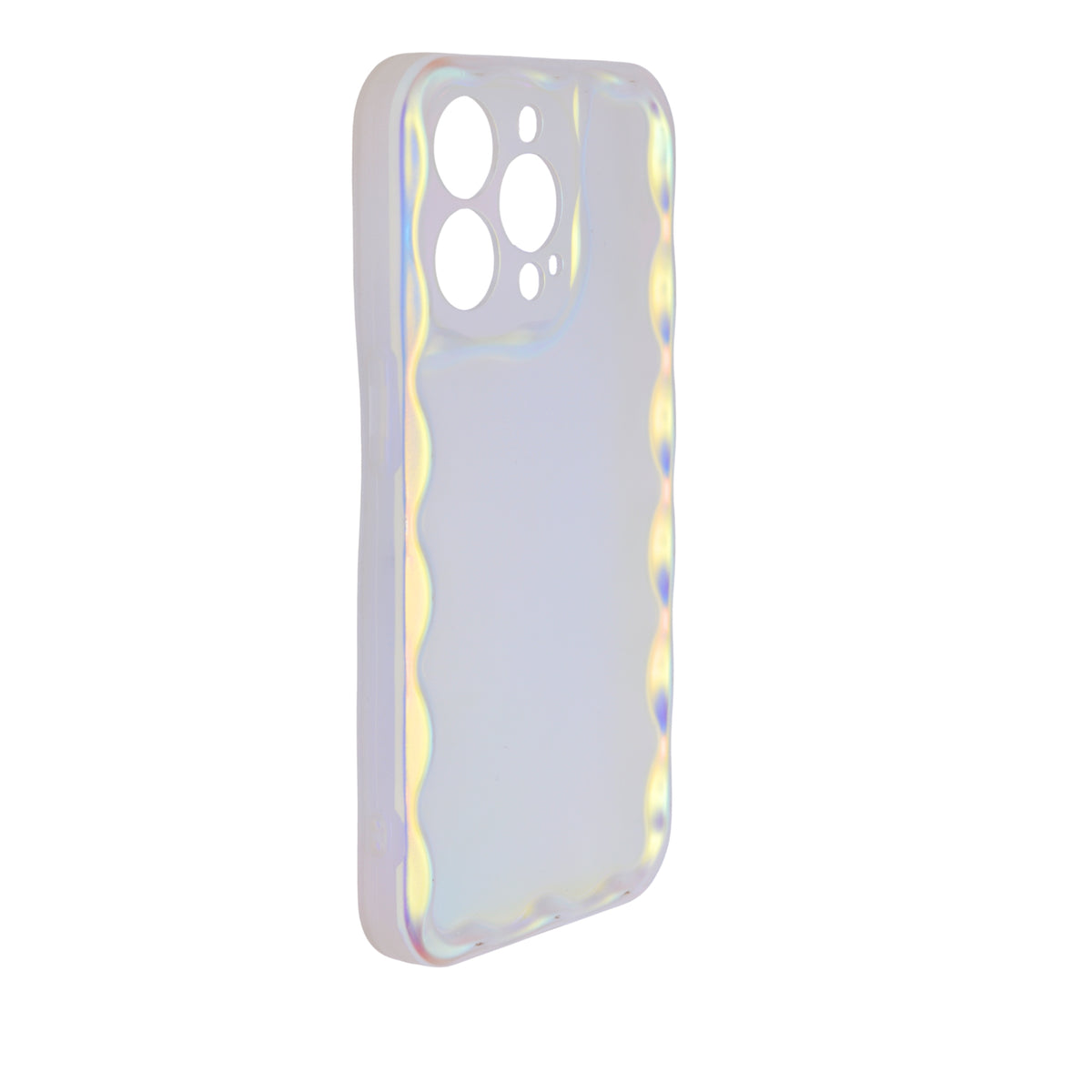 Aesthetic Iridescent Wavy Frame Phone Case for iPhone 14 Pro
