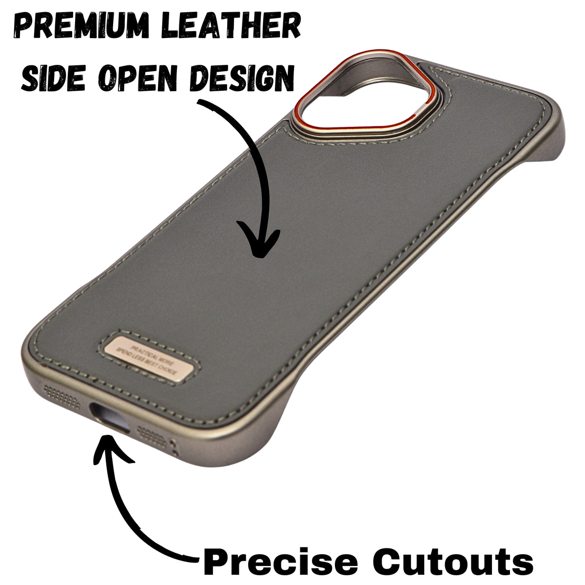 Premium Leather Finish with Metal Base Phone Case for iPhone 16 Plus