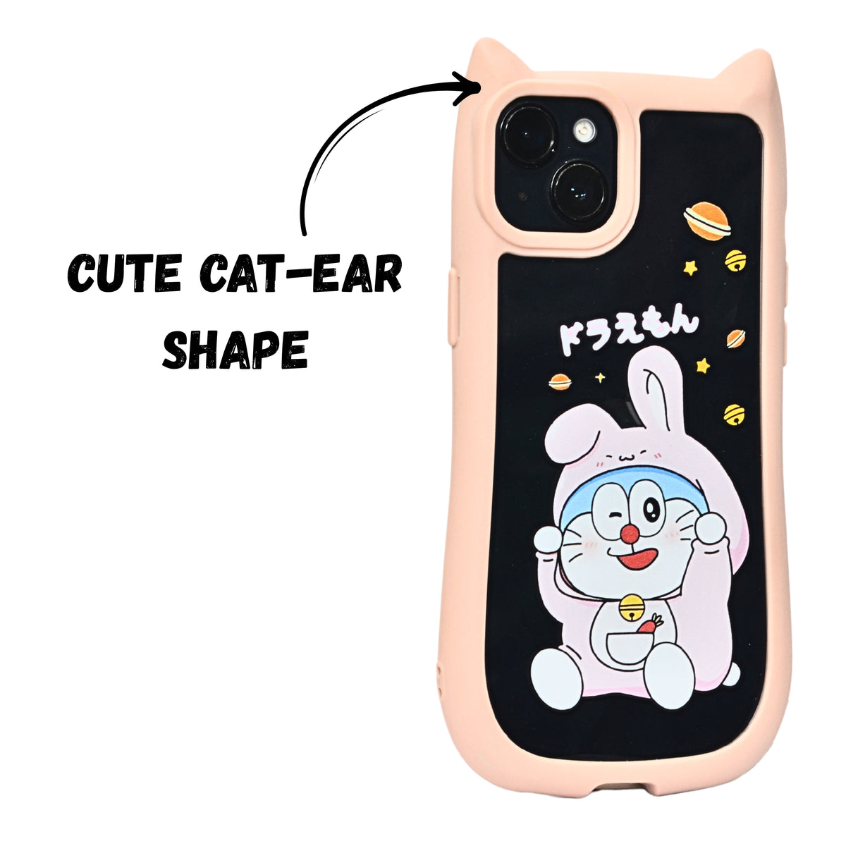 Cute Cartoon Phone Case with Cat Ears For iPhone 14Plus/15 Plus