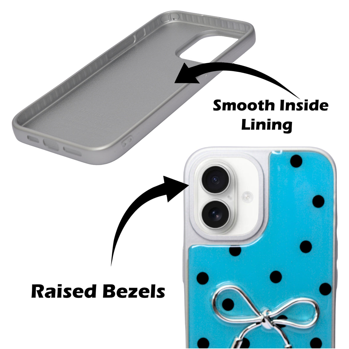 Stylish Polka Dot Bow Cover For iPhone 16