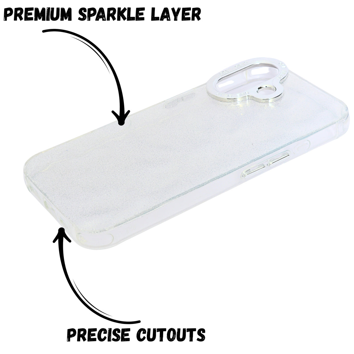 Oee Bear Glitter Transparent Phone Case For iPhone 16 Plus