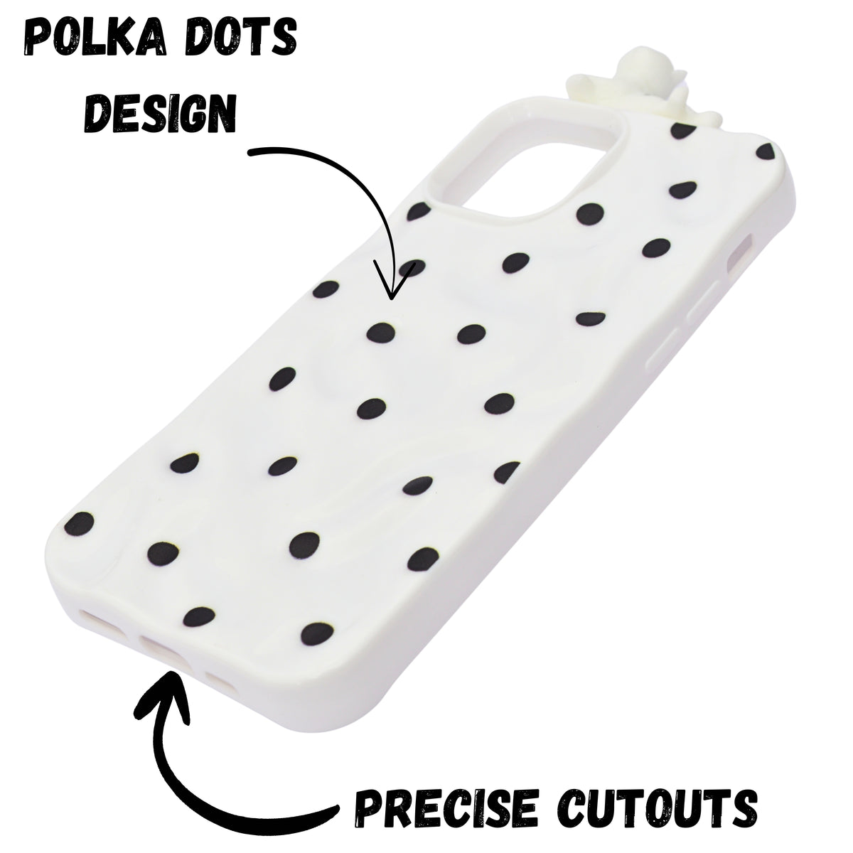 3D Cartoon Character with Polka Dots Soft Phone Case for iPhone 12/ 12 Pro