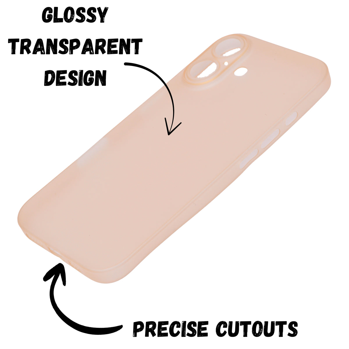 Frosted Matte Finish Transparent Phone Case for iPhone 16