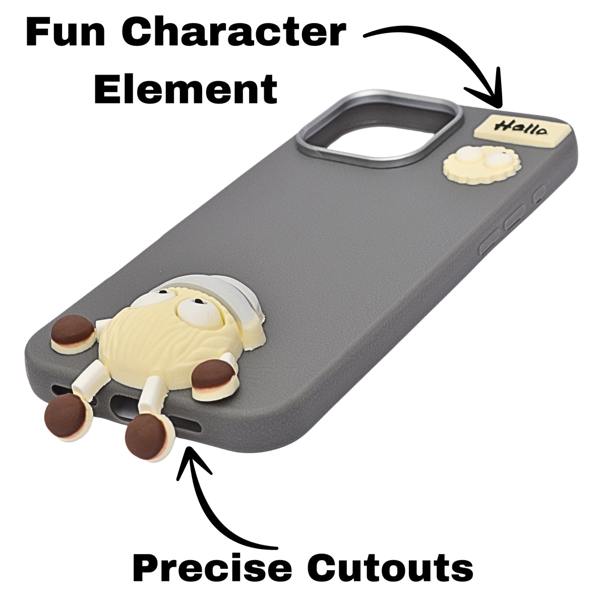 Hello Teddy Cap 3D Cartoon Phone Case For iPhone 16 Pro Max