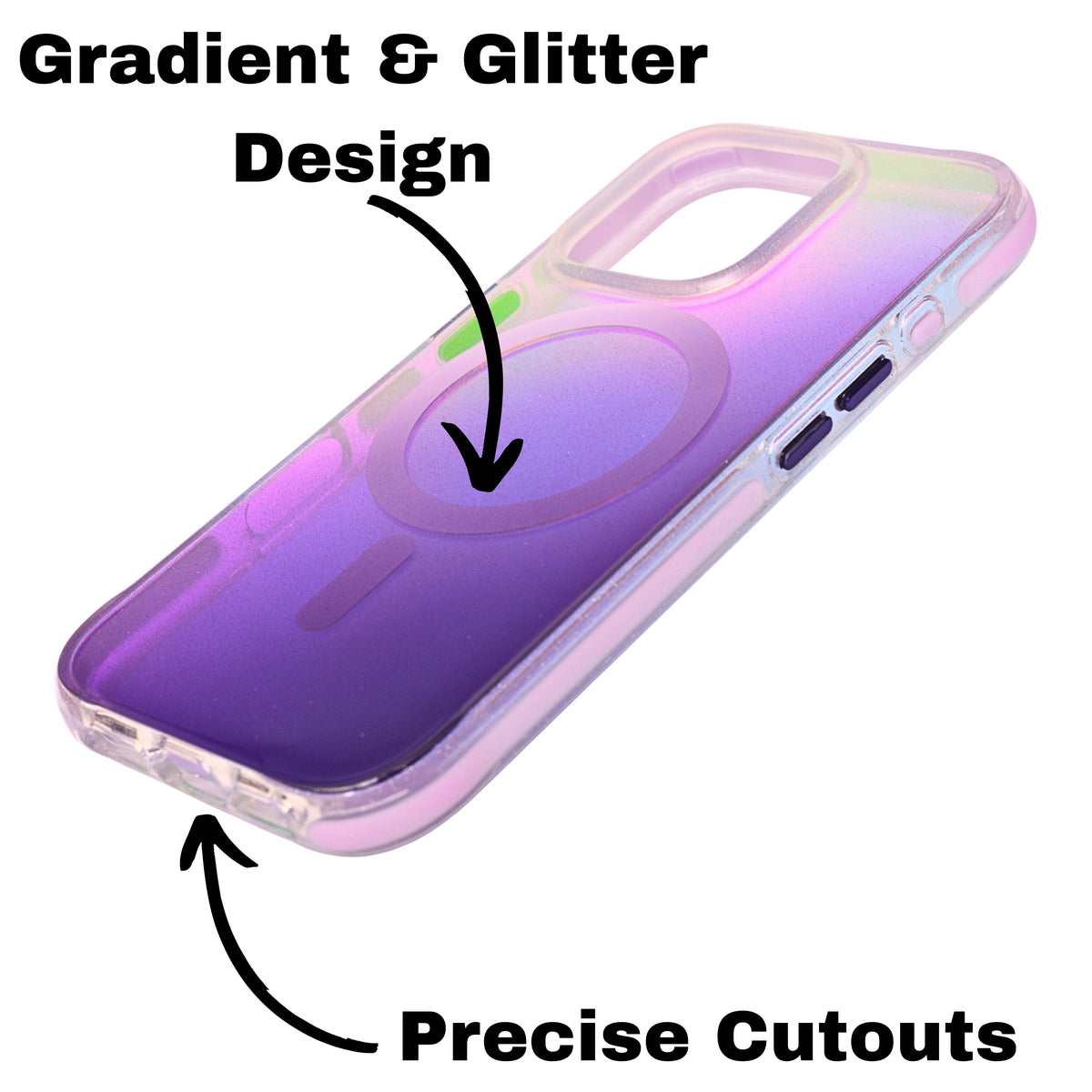 Glitter Gradient MagSafe Compatible Phone Case for iPhone 16 Pro