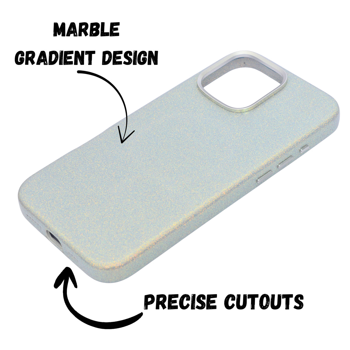 Glitter Marble Rainbow Case with Sparkle Finish Cover For iPhone 16 Pro Max