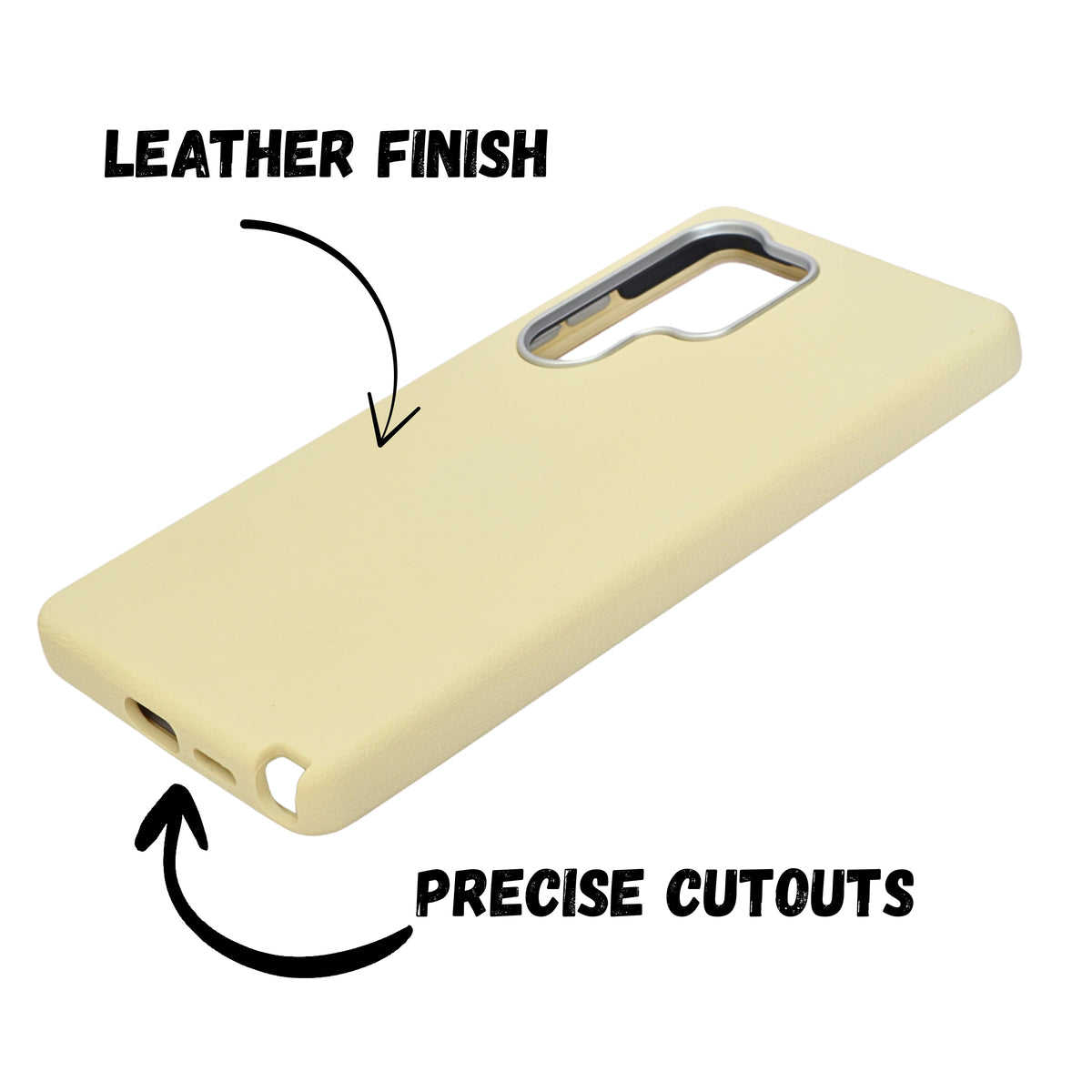 Premium Leather Texture with Metallic Camera Edge Phone Case for Samsung S25 Ultra