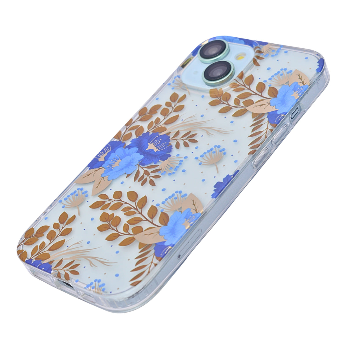 Vibrant Transparent Floral Pattern Phone Case for iPhone 15