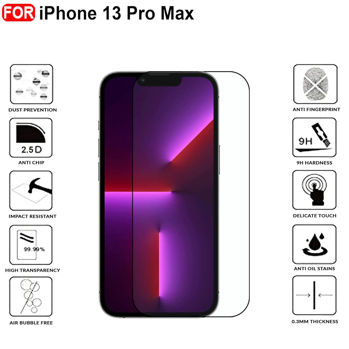 Ultra-Clear Tempered Glass Screen Protector for iPhone 13 Pro Max
