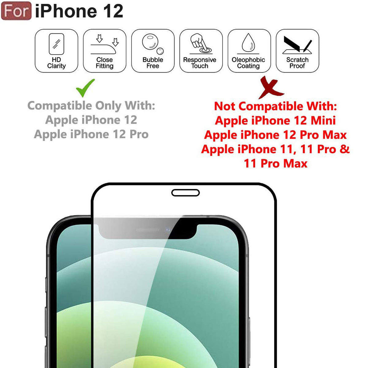 Ultra-Clear Tempered Glass Screen Protector for iPhone 12