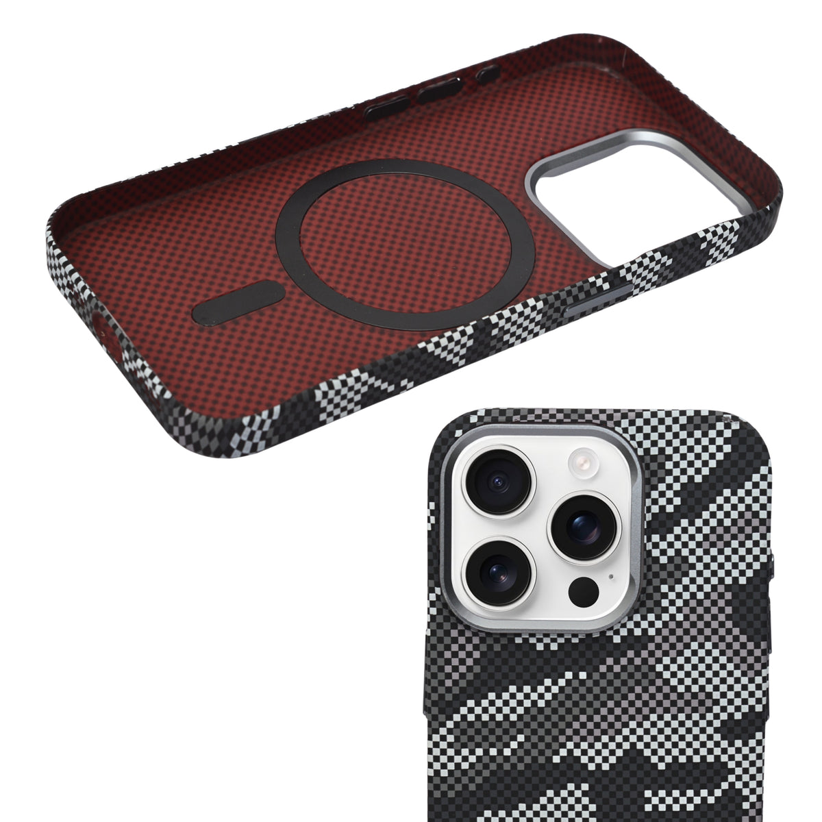 Camouflage Pixel Pattern Phone Case for iPhone 15 Pro